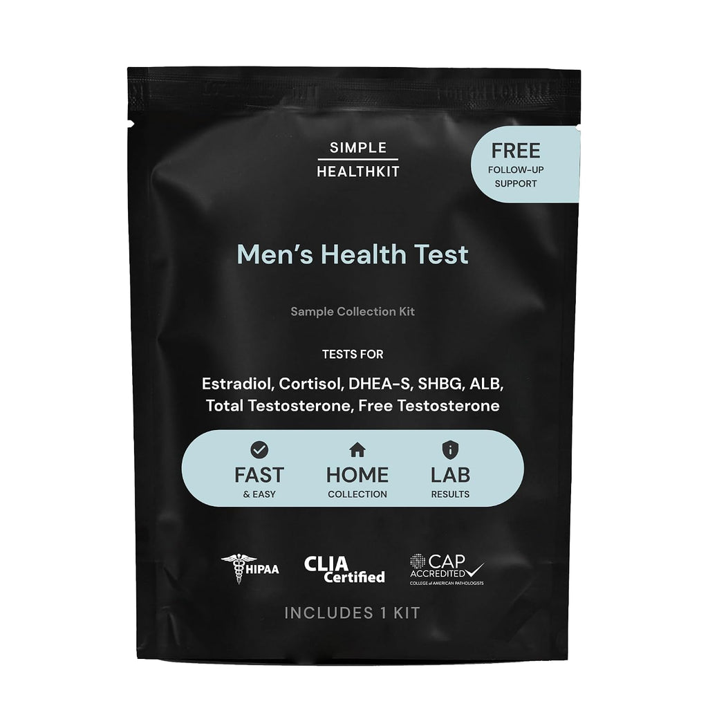Simple HealthKit At-Home Men’s Health Test - Comprehensive Hormone & Protein Panel for Males - General Wellness Testing Sample Collection Kit - Fast Lab Results
