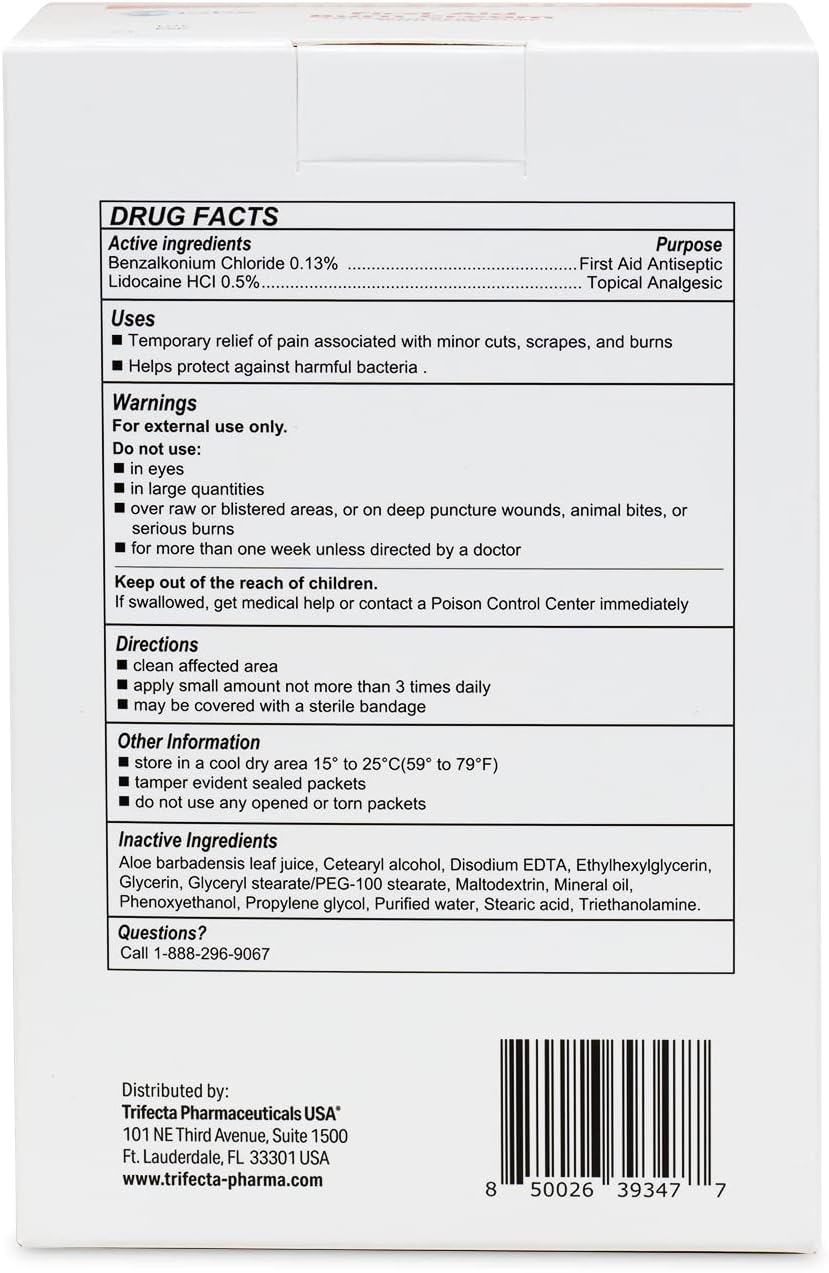 Globe First Aid Burn Cream, Aloe Formula, 0.9 g, Box of 144 | Burn Care Cream, Single Use Packets, Unscented Formula, Portable Supply, First Aid Kit Essential