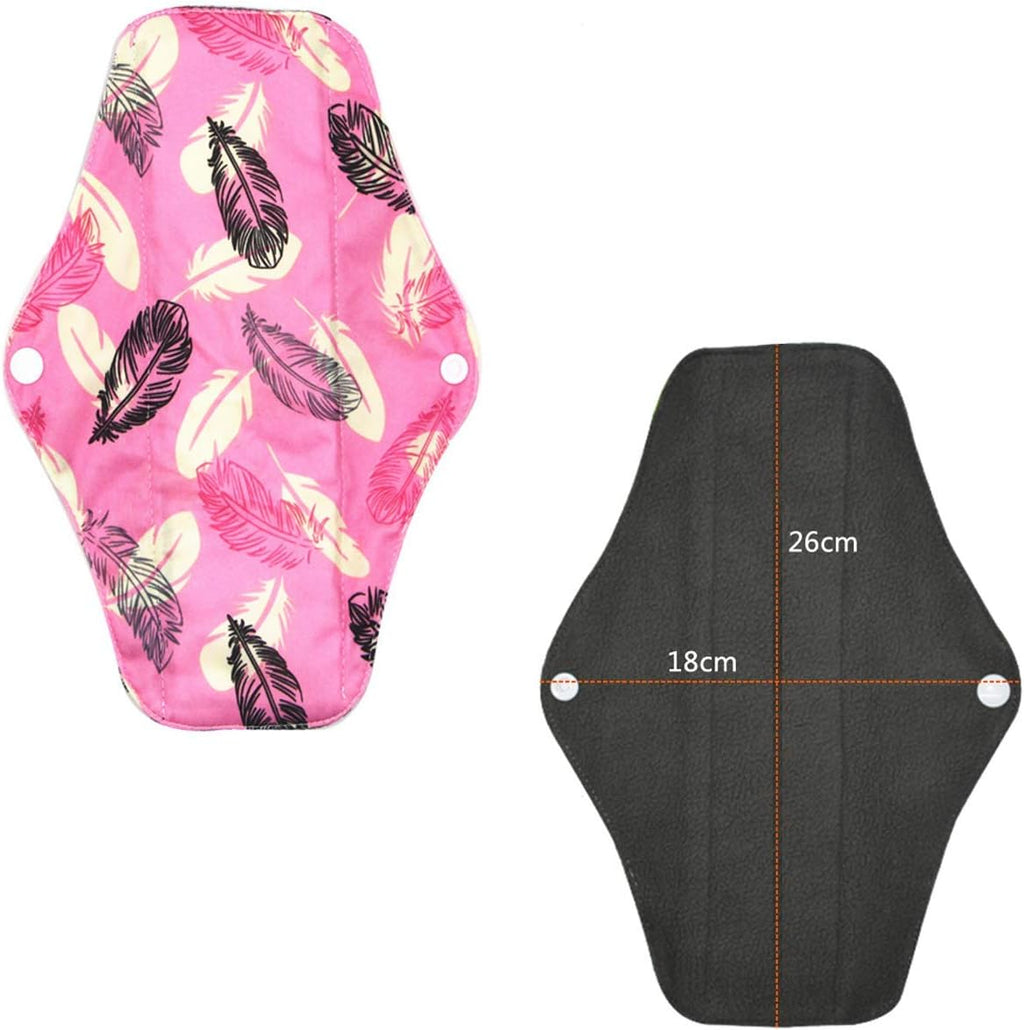 10 Pcs Reusable Sanitary Pads for Women Sanitary Pads for Day and Medium Flow, Washable Bamboo Cloth (26 x 18 cm)