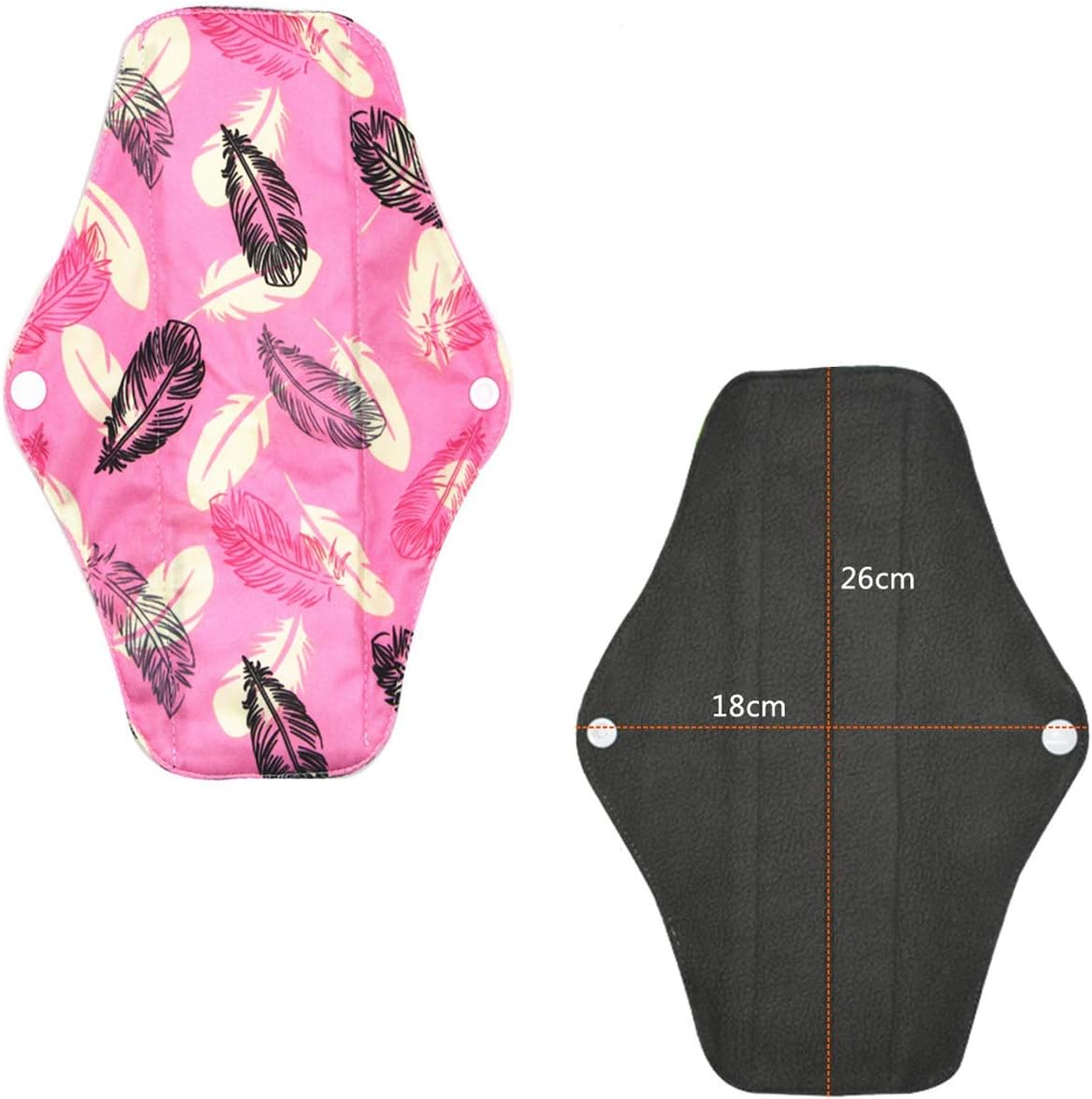 10 Pcs Reusable Sanitary Pads for Women Sanitary Pads for Day and Medium Flow, Washable Bamboo Cloth (26 x 18 cm)