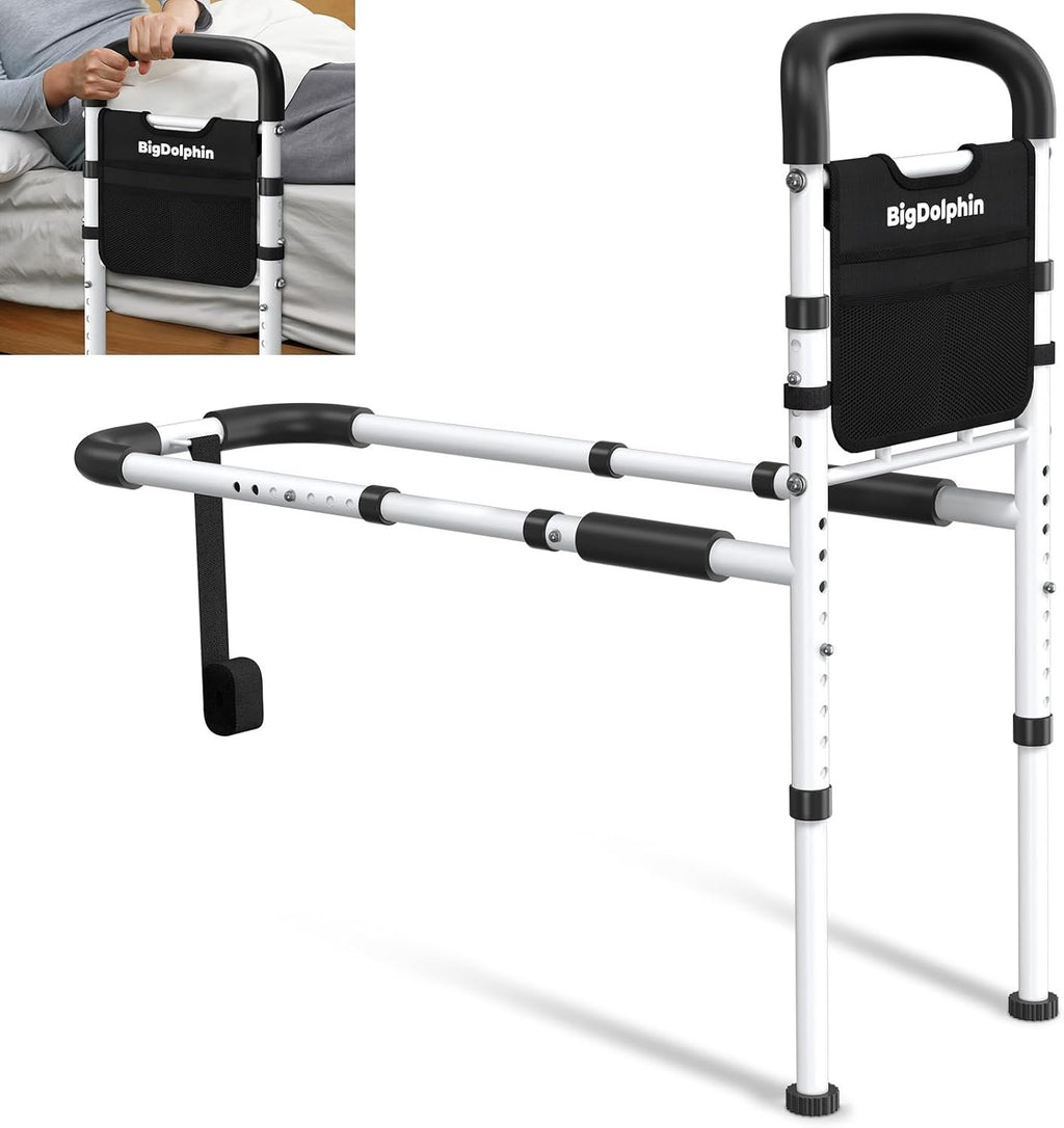 Bed Rails for Elderly Adults Safety, 350 LB Capacity, Model GS07 | ASTM Approved, Adjustable Bed Cane with Non-Slip Grip & Storage Bag, Tool-Free Bed Assist Rails for Seniors & Post Surgery