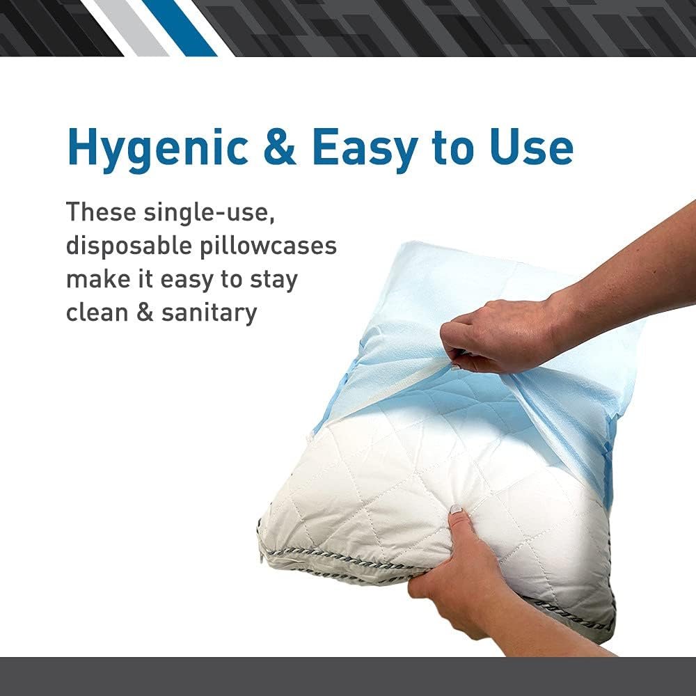 BodyMed Disposable Pillowcases (Tissue/Poly) – Disposable Pillow Cases – Medical Paper Pillowcases – Case of 100 – 21" x 30" – Blue