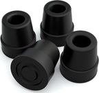 Vive Quad Cane Tips - Heavy Duty 1/2 inch Replacement Rubber Foot - Black