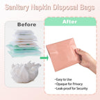 100 PCS Sanitary Napkin Disposal Bags, Feminine Hygiene Disposal Bags for Tampons and Pads, Block Odors, Self-Sealing Seals, 10.6 * 5.9 Inch (Pink)