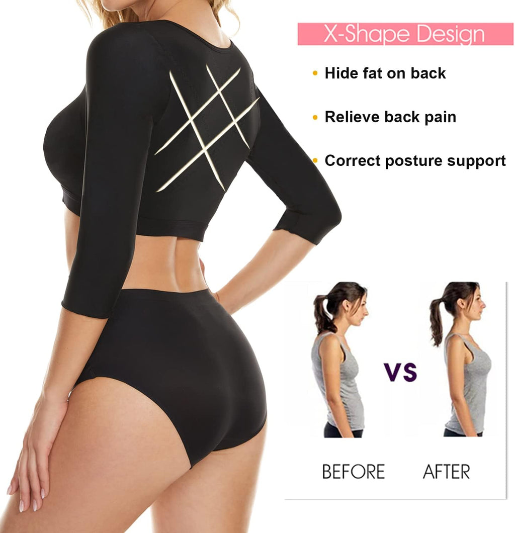 Arm Shaper Tops for Women Arm Compression Sleeves Post Surgery Front Closure Bra Shapewear Posture Corrector Tank Top