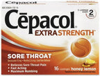 Cepacol Extra Strength Sore Throat Relief Lozenges, Honey Lemon Cough Drops, Maximum Numbing- Fast Acting Sore Throat, Mouth & Canker Sore Pain Relief with Benzocaine & Menthol, 16 Count