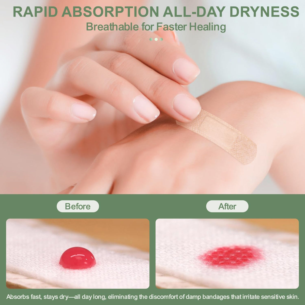 Hysimedy Silicone Bandages for Sensitive Skin 0.75x3 Inch Painless Removal | 60 Counts Latex Free Hypoallergenic Breathable Long-lasting Easy Remove Small Adhesive Bandages for Wounds Geriatric Children