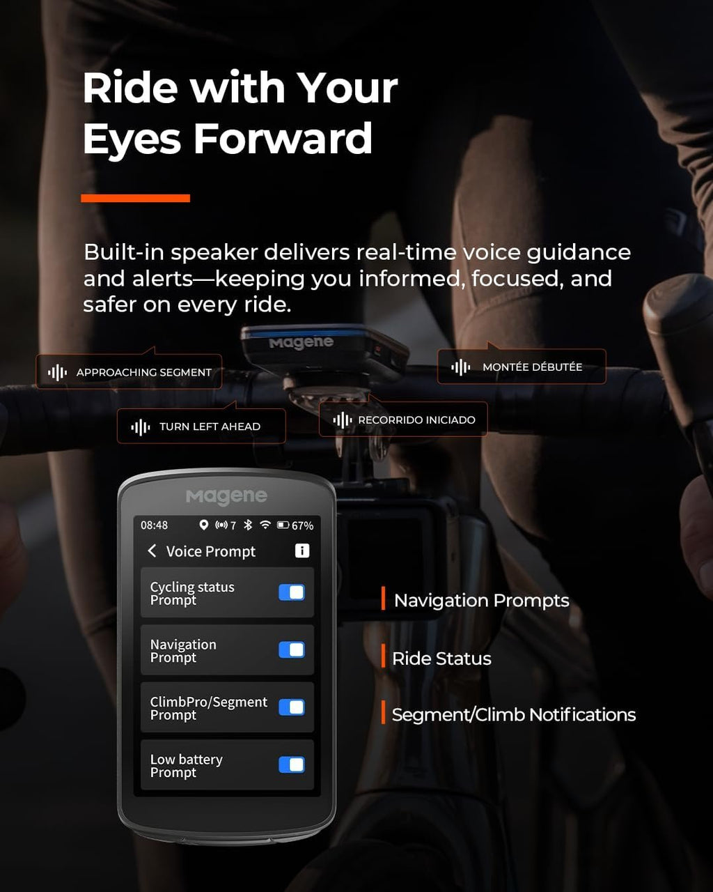 Magene C706 Smart GPS Bike Computer – 3.3" Color Touchscreen with Map Navigation, Voice Guidance, Freeride ClimbPro, Live Segments, Dual-Band GNSS Cycling Computer