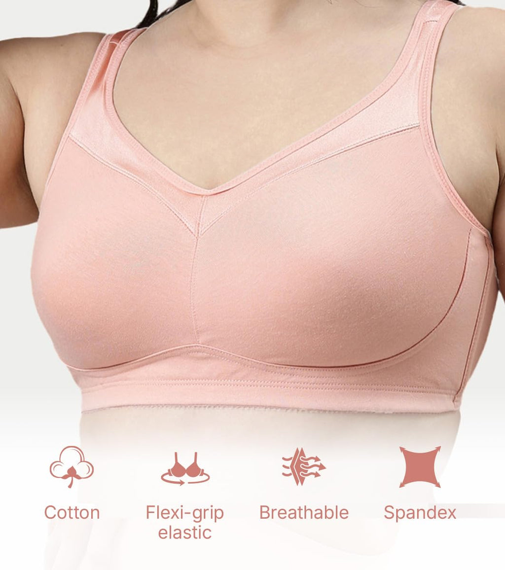 Enamor Full Support Super Lift Women's Cotton Everyday Minimizer Bra - Non Padded, Wirefree, Full Coverage - A112 (Available in Plus Sizes)