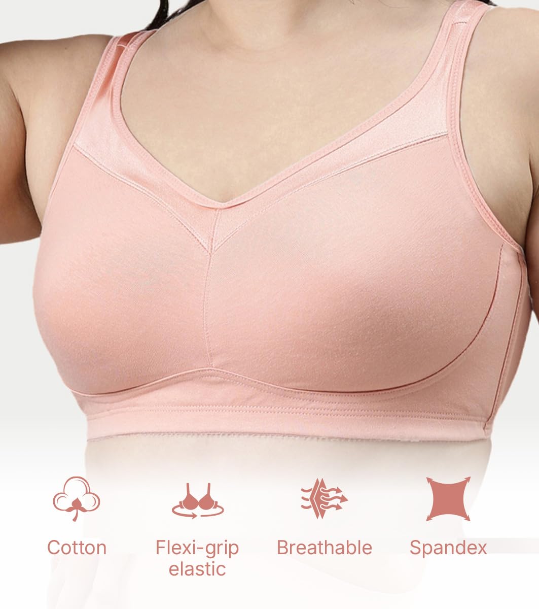 Enamor Full Support Super Lift Women's Cotton Everyday Minimizer Bra - Non Padded, Wirefree, Full Coverage - A112 (Available in Plus Sizes)