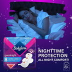 Bodyform Ultra Goodnight Winged Sanitary Pads for Women, Super Heavy Flow, Night Use, 48 Pads, 6 Packs of 8 Period Pads, Cour-V Ultra Night Series, Absorption