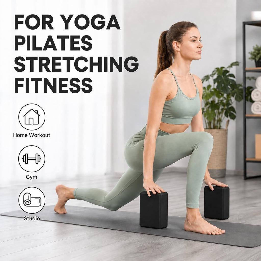 EXERZ Yoga Blocks 2 pack, Gym Blocks, Exercise Workout Fitness Bricks, Pilates Stretch Handstand Non-Slip