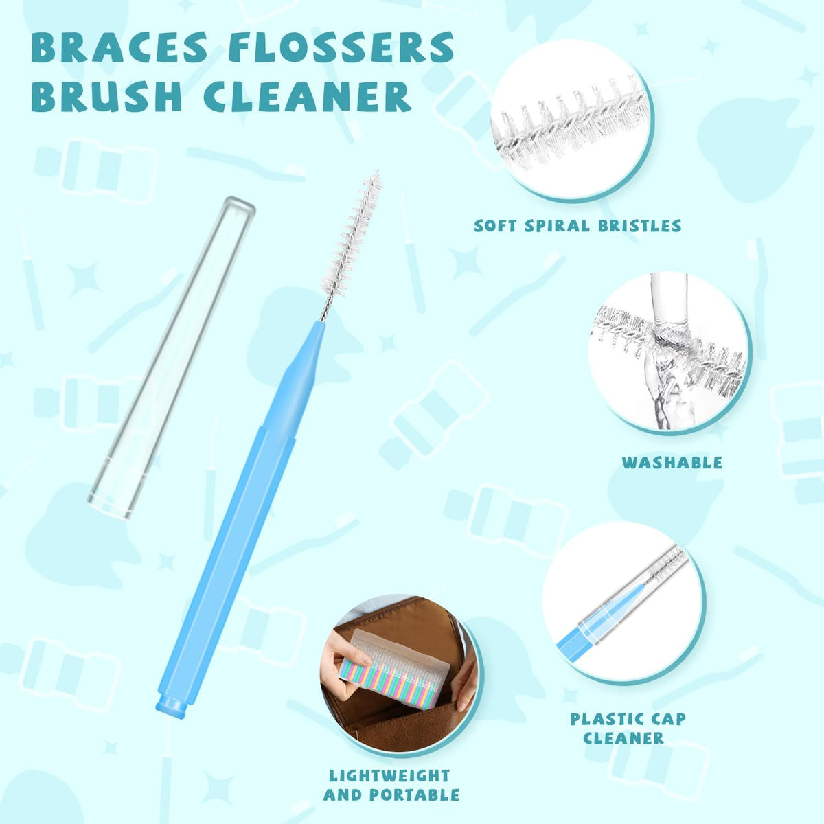 100PCS Interdental Brushes Between Teeth for Braces, Flossers Brush Cleaner, Orthodontic Flossers for Braces Cleaning Kit, Dental Teeth Cleaning Tools (Bright Colors, Multiple Sizes