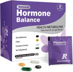 Natural Hormone Balance for Women, Menopause Supplements for Women with Evening Primrose Oil,CoQ10,Soy Isoflavones, Daily Pack Supports Peri+Menopause+Post, PMS,Metabolism,Mood,Energy 30Packs