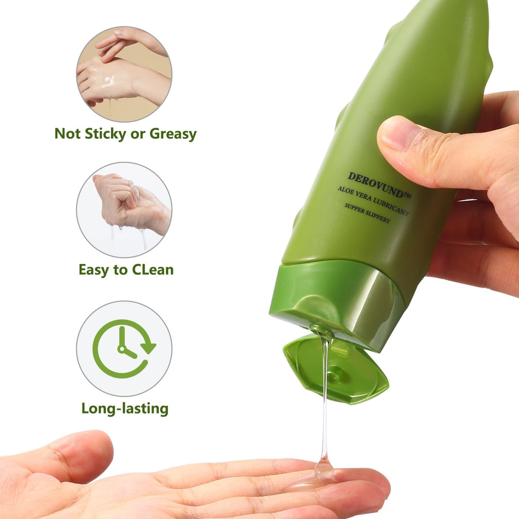 Aloe Vera Super Slippery Organic Water-Based Personal Lubricant for Sexual, Vaginal, Oral and Anal Use - Long Lasting, Paraben-Free - 4 Oz