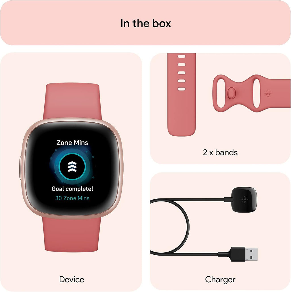 Google Fitbit Versa 4 Fitness Smartwatch - Pink Sand/Copper Rose