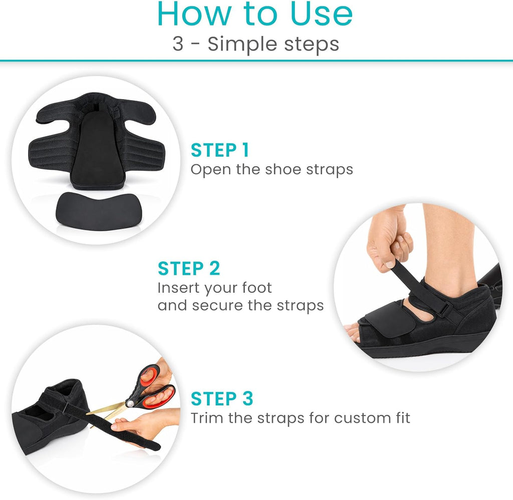 Vive Post Op Shoe - Lightweight Medical Walking Boot withAdjustable Straps - Post Injury Surgical Foot Cast - Durable Square Toe Orthopedic Support Brace for Broken Bone - Men, Women Fracture Recovery