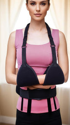 Adjustable Arm Support Sling for Rotator Cuff, Subluxation, & Post-Surgery Recovery - Comfortable & Durable Black Brace