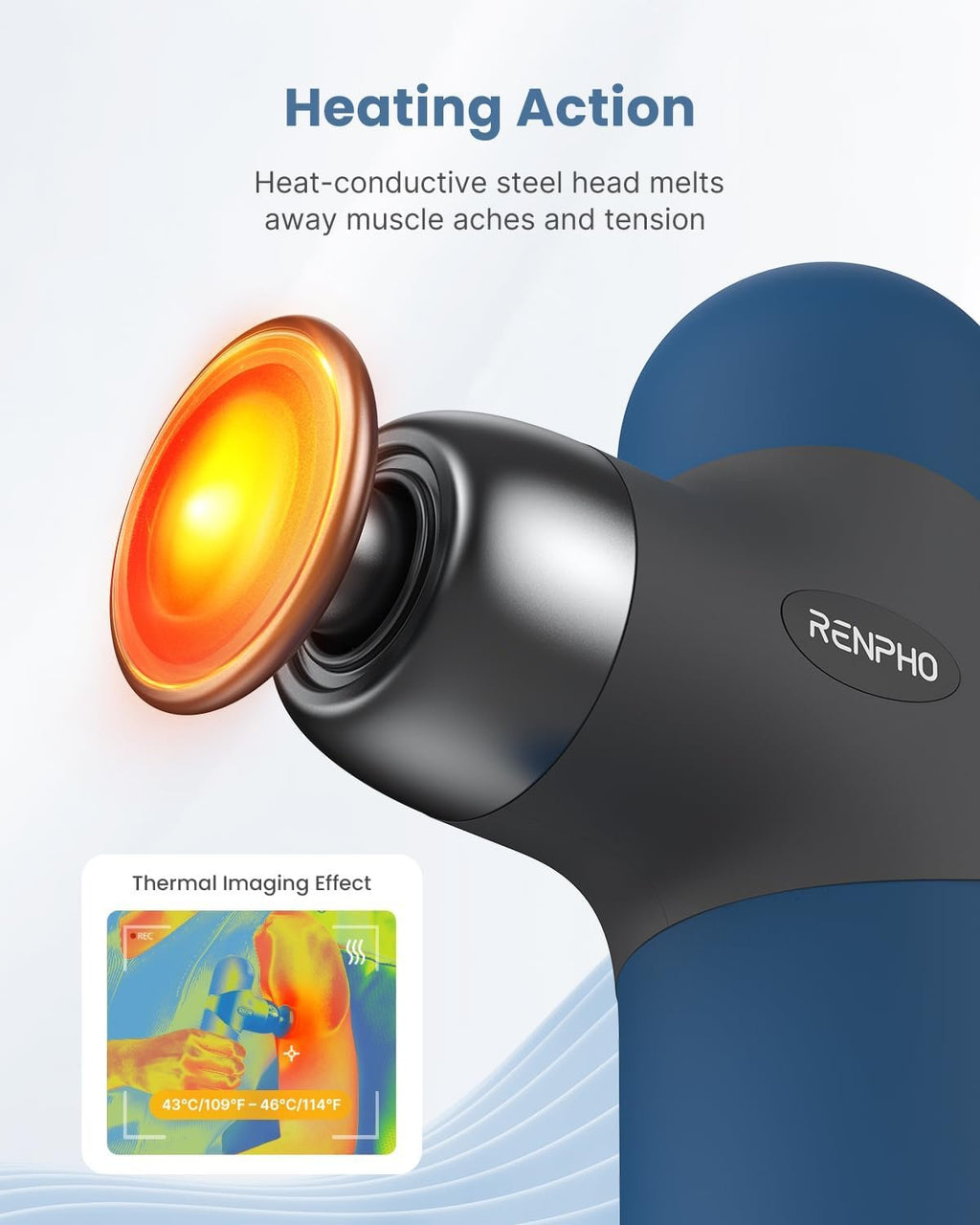 RENPHO Mini Thermal Massage Gun with Heat, Color Silicone Casing, 4 Speeds