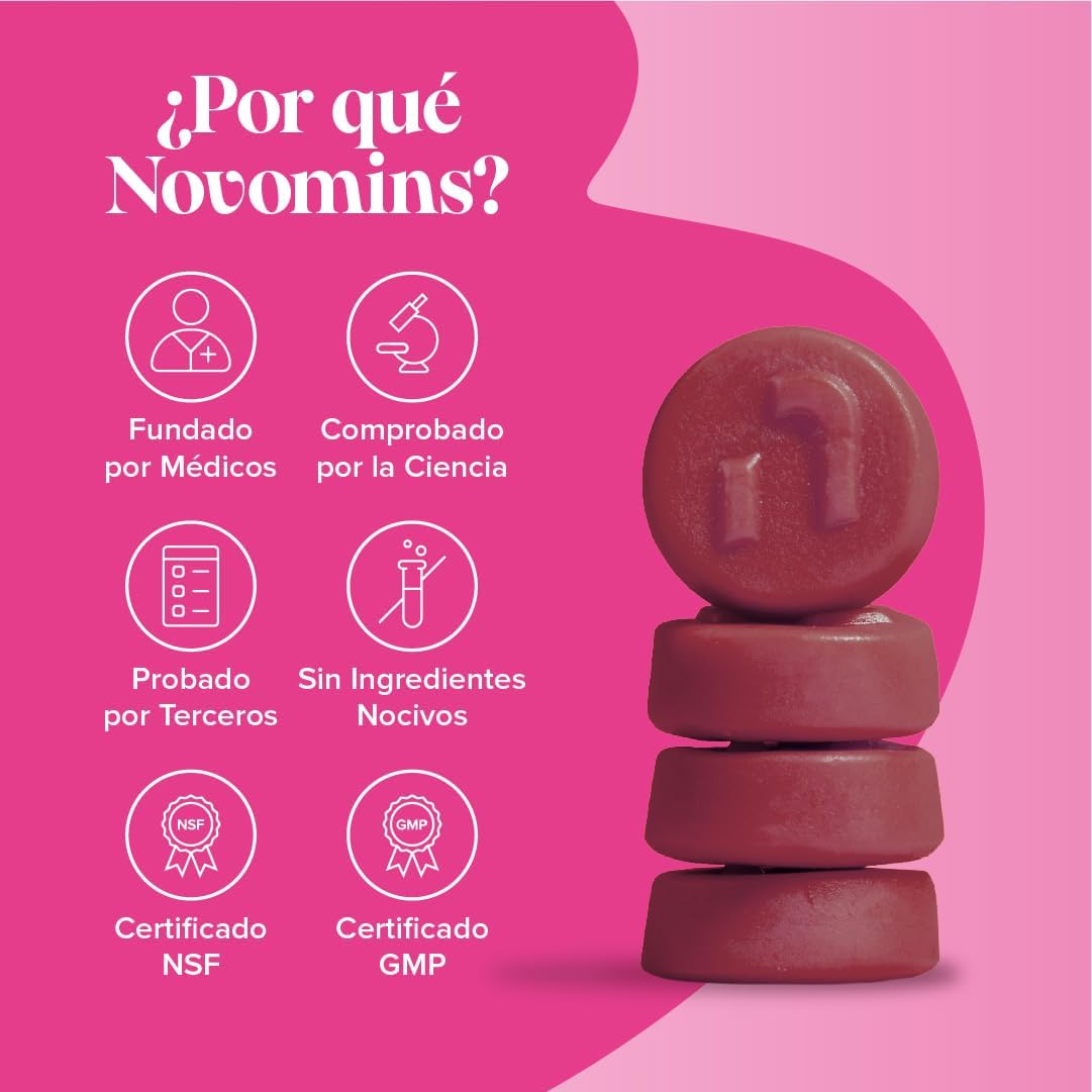 Women's Multivitamins - 60 Gummies with Vitamins for Hair, Marine Collagen and Hyaluronic Acid - Vitamin C, A, D, B, Biotin and Zinc - Multivitamin with Minerals and Probiotics - Novomins