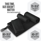 VENTURE 4TH Quick Dry Microfiber Towel for Camping & Gym - Black XL | Lightweight, absorbs 7x more than cotton, dries fast & resists odor. Packable Travel Towel with tear-resistant carry bag.