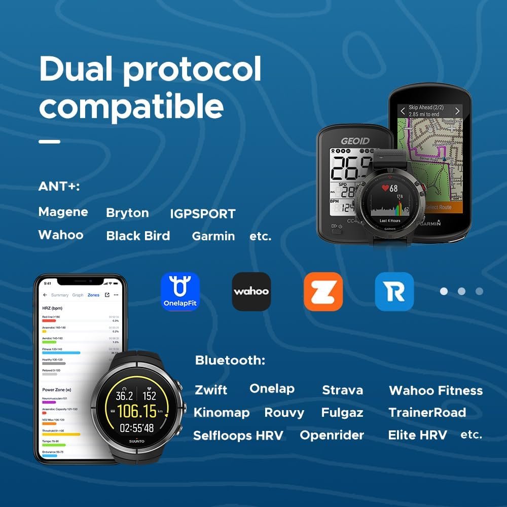 HS500 Heart Rate Monitor, Heart Rate Sensor Chest Strap, Protocol ANT+/Bluetooth, 800h Battery, IP67 Waterproof, Compatible with iOS/Android APPs