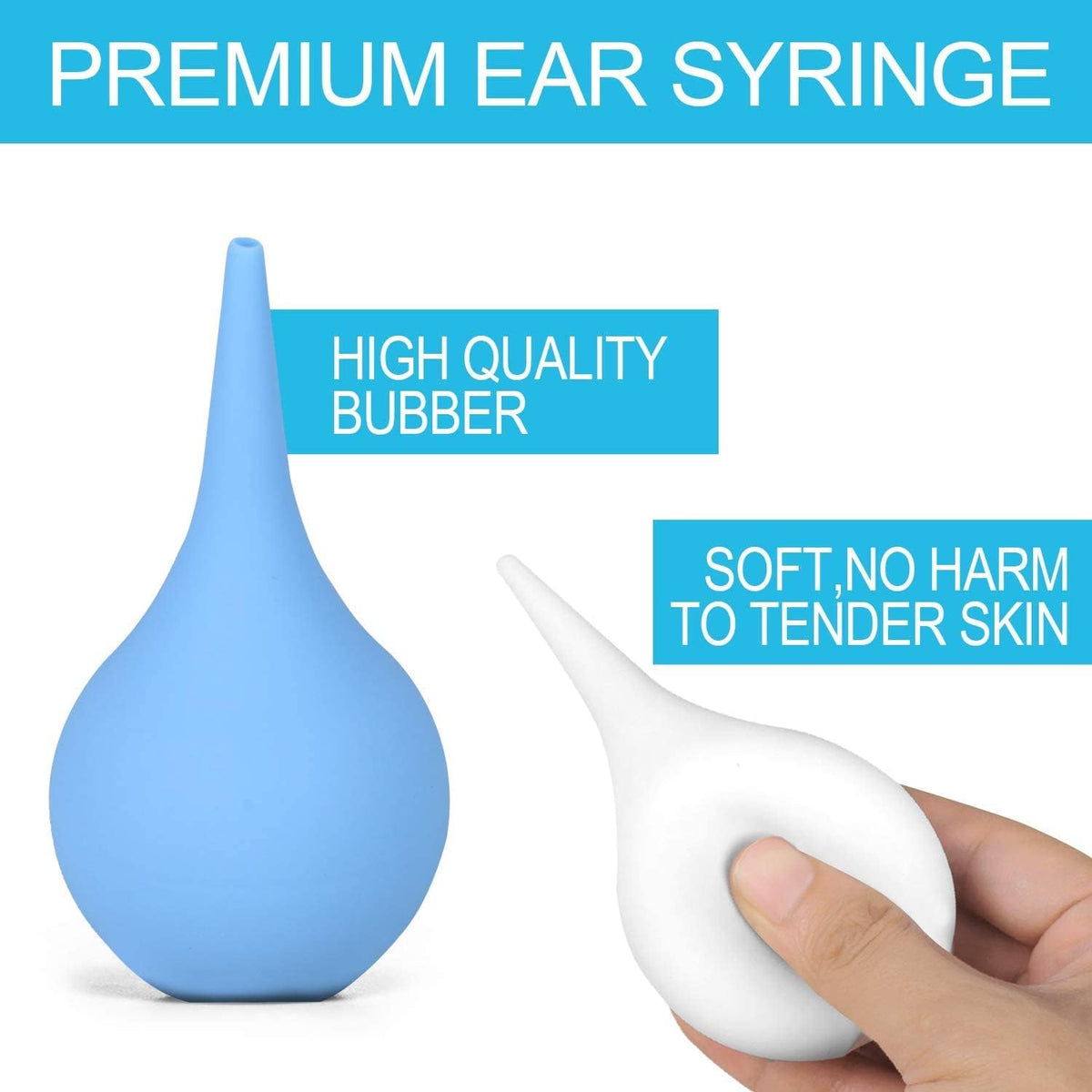 2 Pack Ear Syringe 2oz / 60ml Hand Bulb Syringe Ear Washing Squeeze Bulb, Rubber Squeeze Bulb Ear Syringe Ball Laboratory Tool