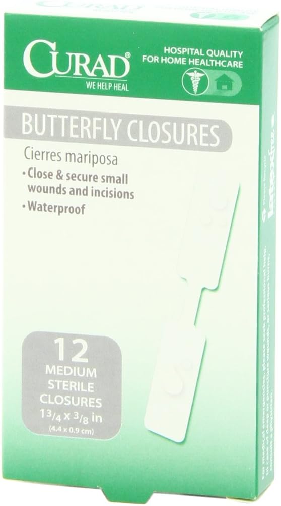 Curad Waterproof Butterfly Adhesive Bandages, 1.75" x .375", 12 Count