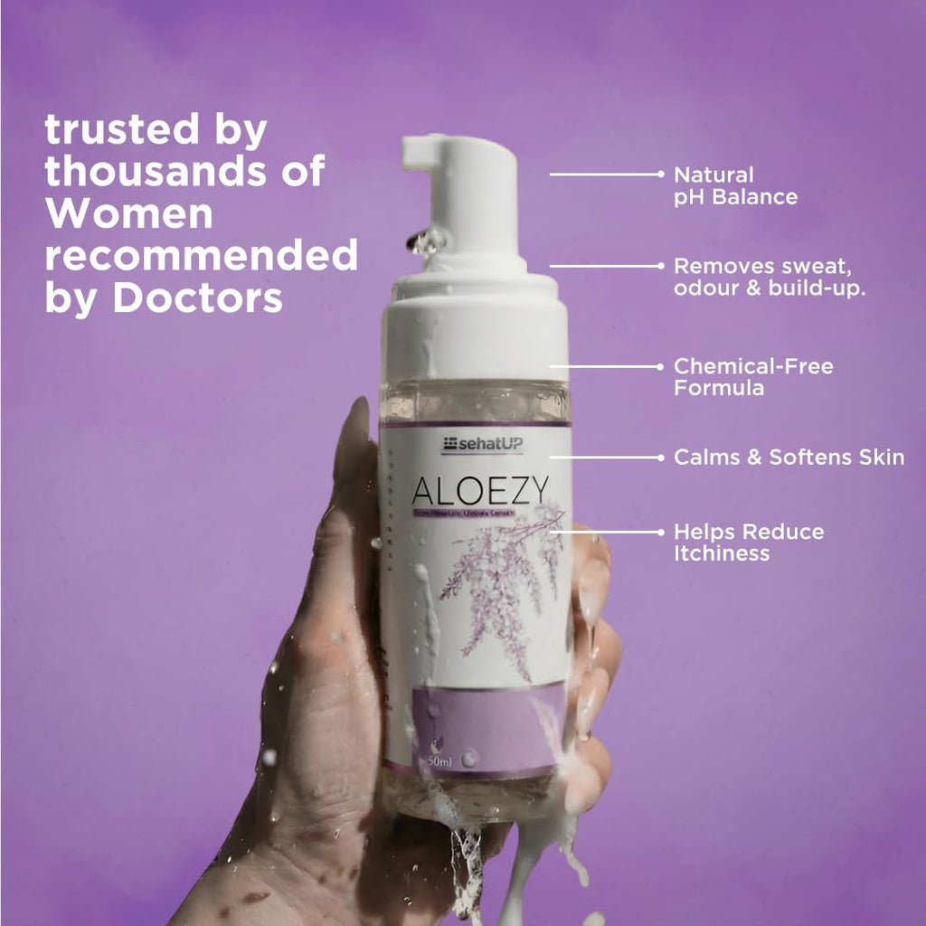 Aloezy Intimate Wash for Women with Lactic Acid | pH Balanced Feminine Hygiene Wash | Helps Reduce Itching, Dryness & Odor | Daily Intimate Care for Sensitive Skin | 100% Ayurvedic | 100 ml