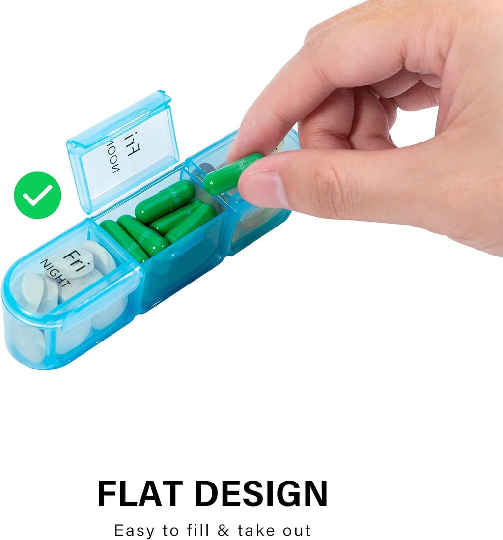 Daviky Pill Organizer 3 Times a Day, Pill Box 7 Day, Weekly Travel Case