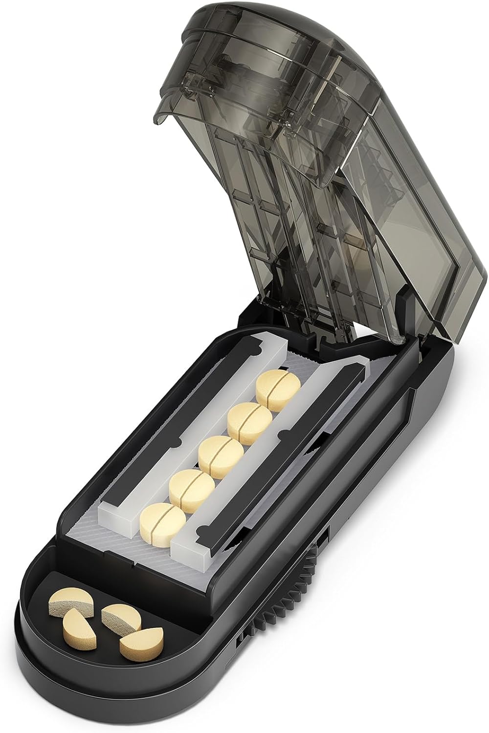 ONE PIX Pill Cutter Splitter for Small and Tiny Pills, Multiple Pill Splitter with Centering Device & Hidden Blade, Adjustable Tablet Cutter for Large Pills, Seniors, Pets, Grey