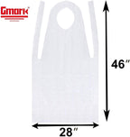 Gmark Poly Apron Individual Wrapped, Medium Weight, Disposable Polyethylene PE Aprons Waterproof, Food, Cooking 100pcs GM0002