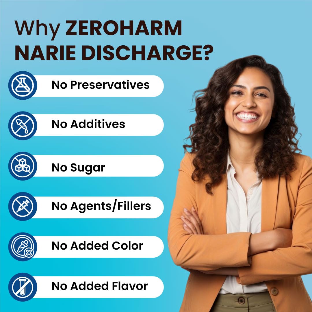 ZEROHARM Narie White Discharge Capsules for Women | Vaginal Discharge Tablets Supports pH Balance, Intimate Odour Control | Cranberry, D-Mannose, Hibiscus & Probiotics | Nano formulation | 60 Capsules