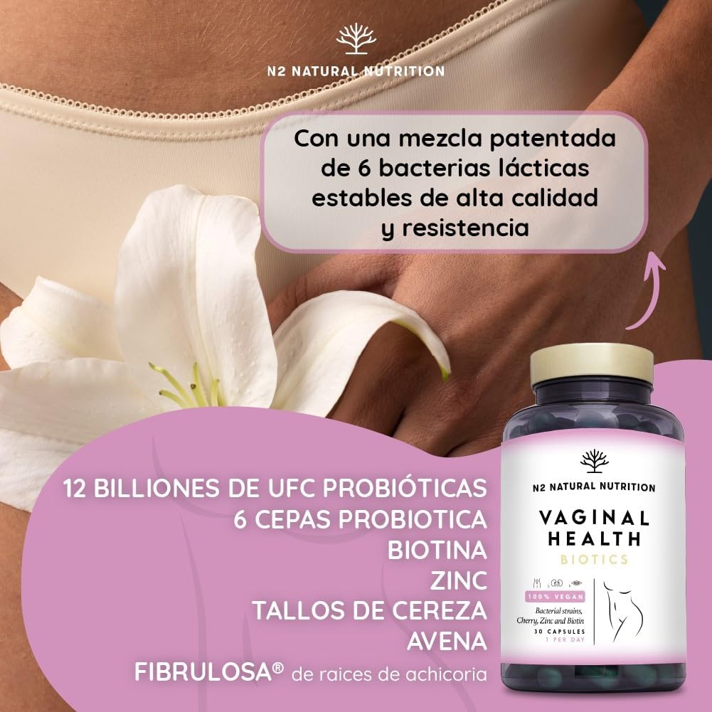 Probiotics Woman Flora Intima. 6 Different Strains. Fights and Prevents Vaginal and Urinary Infections. Improves the Mucosa and Strengthens the Vaginal Flora 30 Capsules. CE. N2 Natural Nutrition
