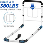 Bed Rails for Elderly Adults Safety, 380 LBS, Model BM03-1 | ASTM Approved, 2026 Upgraded Adjustable Bed Cane, Non-Slip Ergonomic Handle & Storage Bag, Tool-Free Bed Railings for Seniors