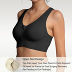 Lemef Zip Front Sports Bras, Post Surgery Compression Wirefree Racerback Bras for Women