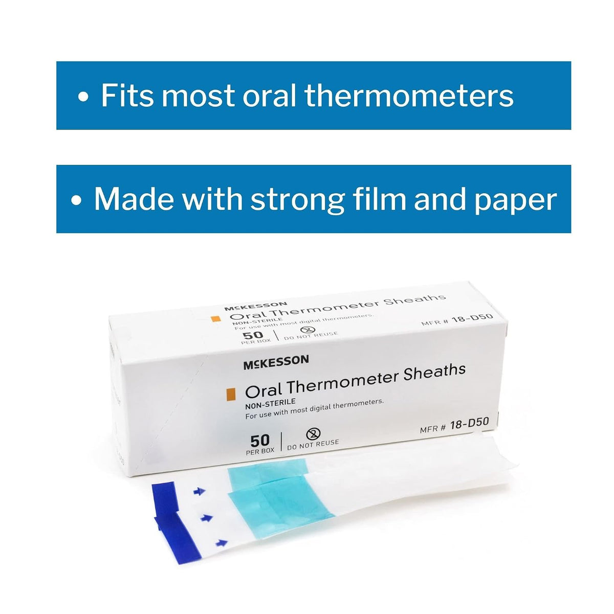 McKesson Oral Thermometer Sheaths, 50 ct | Disposable Probe Cover, Digital Thermometer