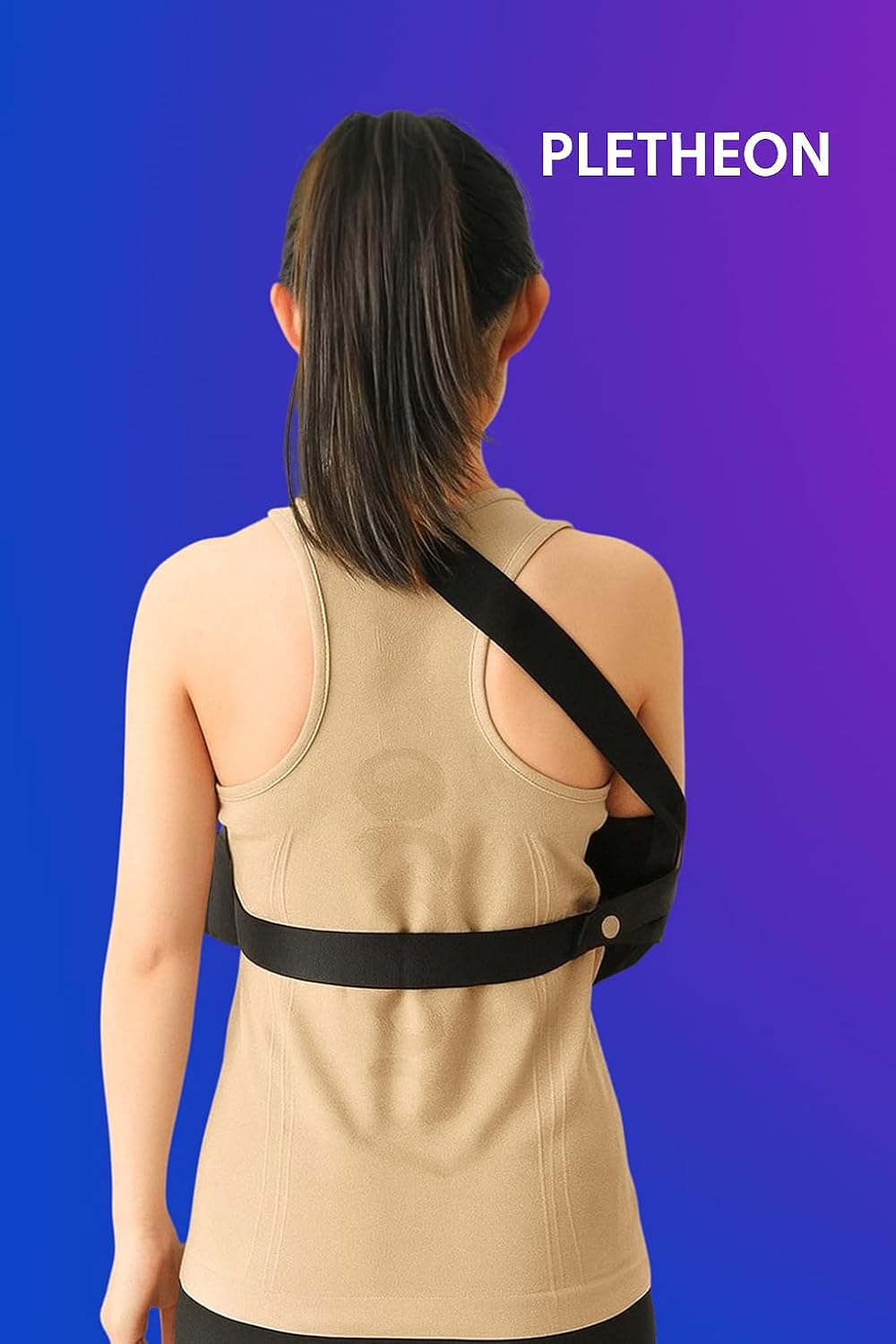 PLETHEON Arm Sling for Arm & Shoulder Support, Adjustable Forearm Sling for Fracture, Injury & Post Surgery Recovery, Breathable & Lightweight, Black, Neoprene (ADULT)