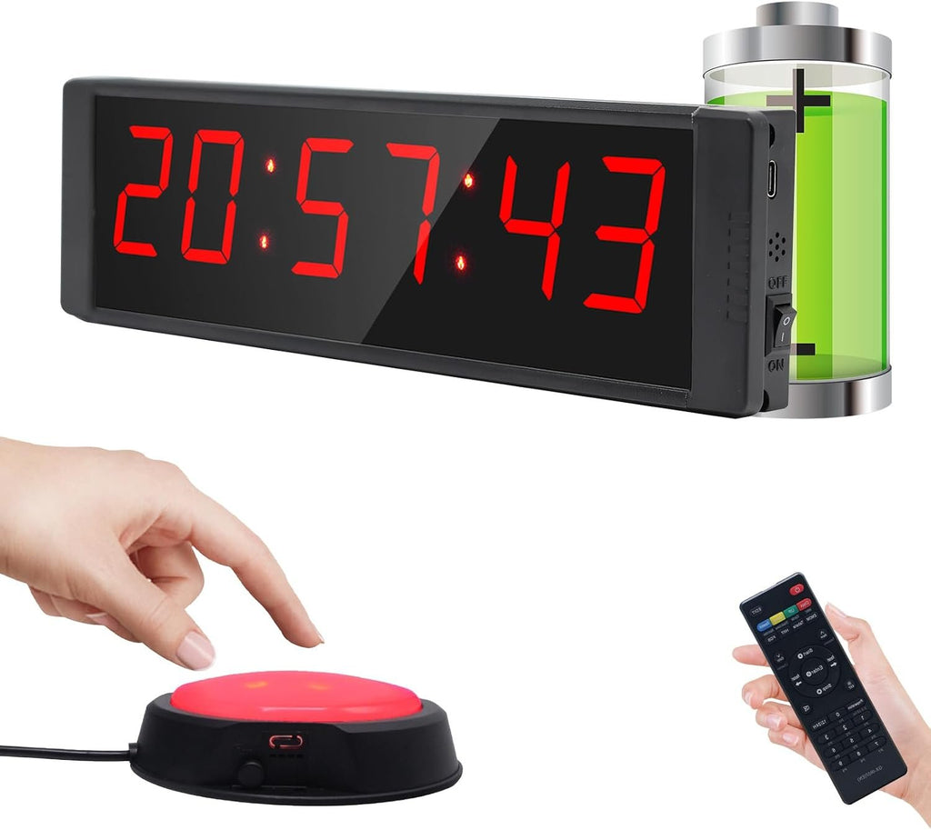 Large Stopwatch with Start/Stop Button, LED Digital Timer with Remote, Countdown Clock with Buzzer, Gym Clock for Home Gym, Interval Timer for Workout