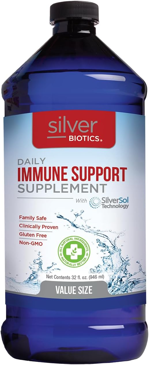 Silver Biotics SilverSol Ag?O? 10 PPM Immune Support, 32 Fl Oz Immune Support | Advanced Silver Technology, Bio-Hacking Immune Building, Natural Support