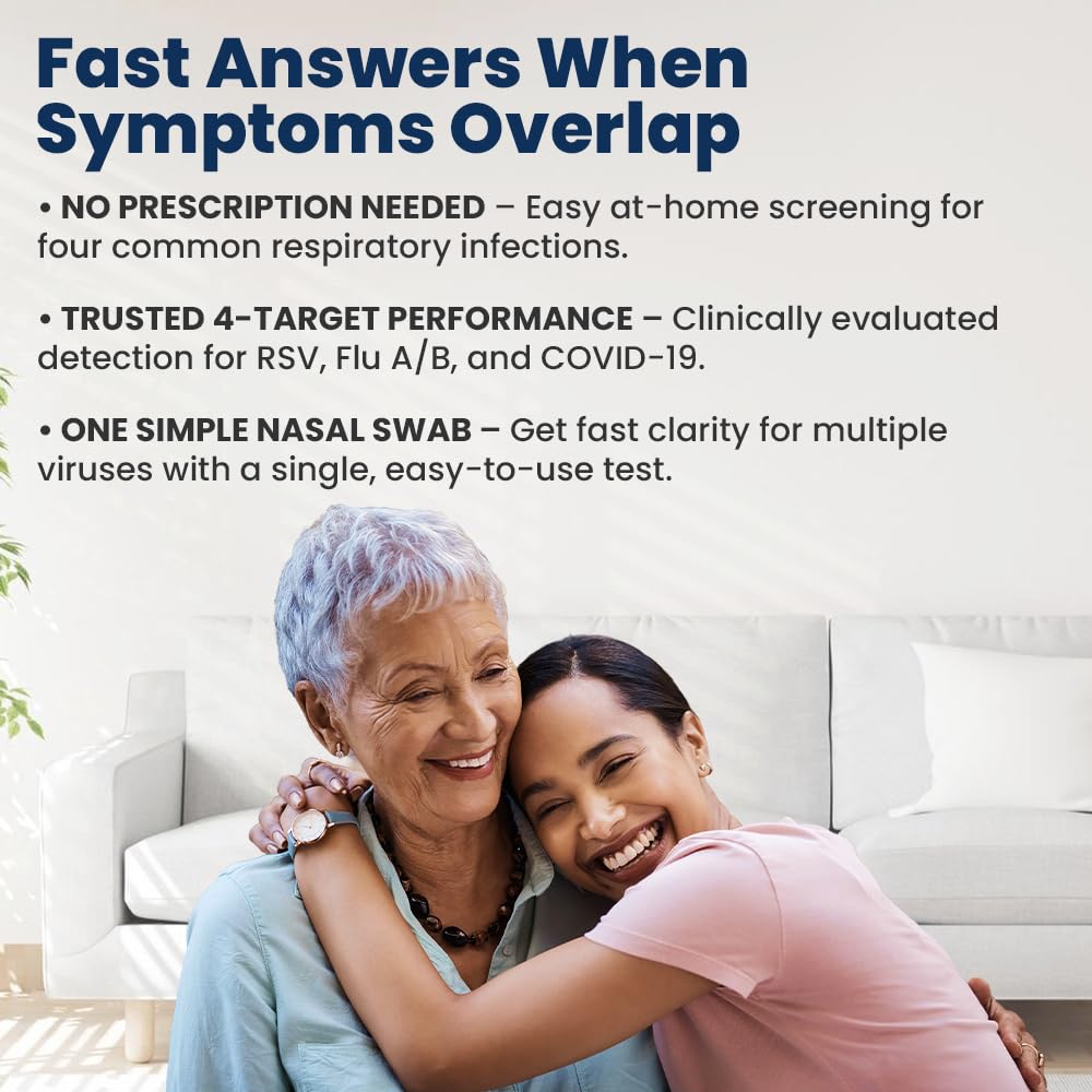 Flowflex Plus RSV + Flu A/B + COVID Home Test (1 Test) | 4-in-1 Home Test Kit, Rapid Results in 15 Minutes, OTC At-Home Antigen Test for Adults & Children
