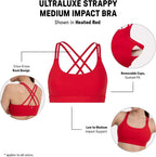 YITTY Active Women's Ultraluxe Strappy Medium Impact Bra, Athleisure, 4-Way-Stretch