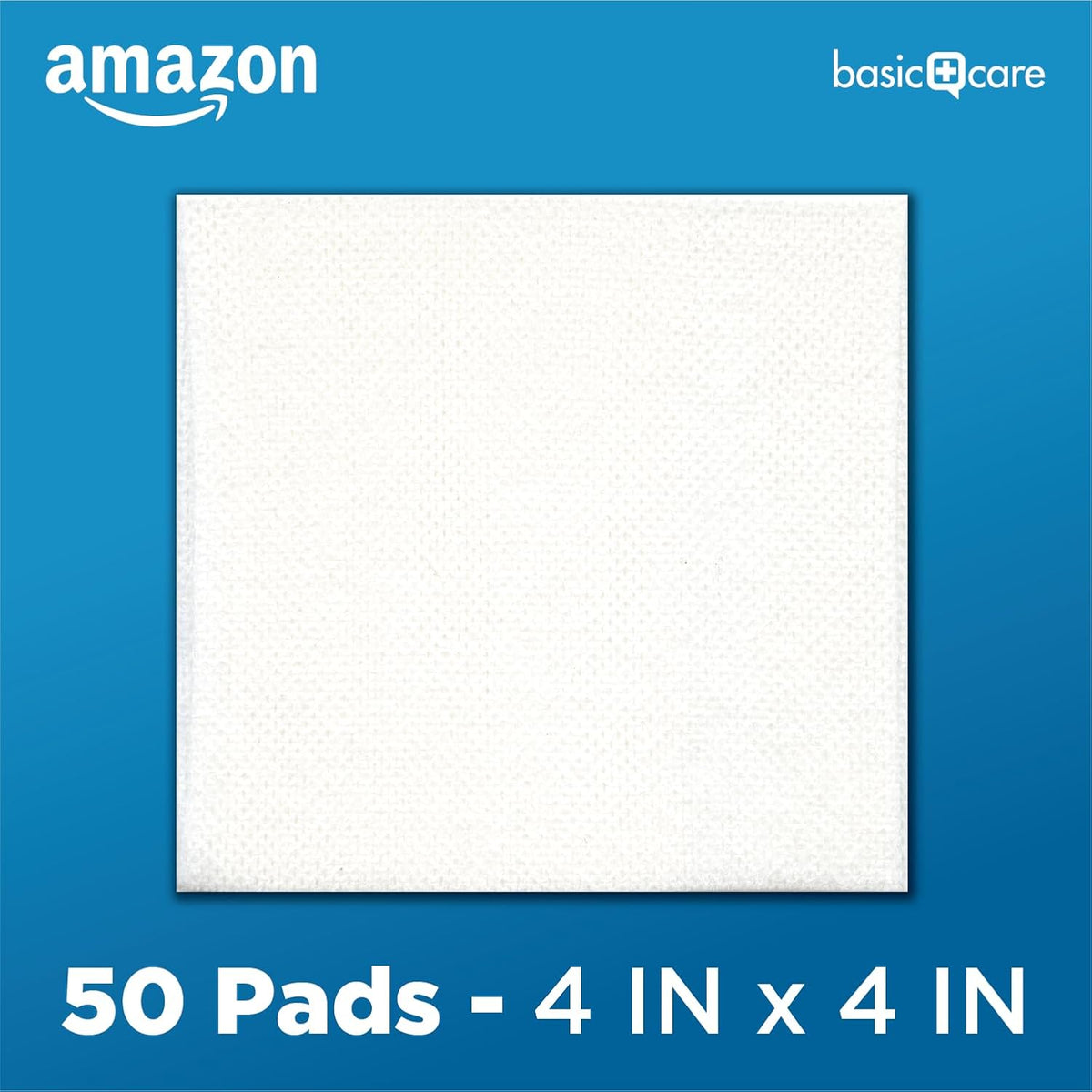 Amazon Basic Care Gauze Pads, 4x4" Sterile Medical Wound Dressing Sponges, 12-Ply, Extra Absorbent, for Cleaning, Covering & Cushioning Cuts & Minor Injuries, 50 Count, 1-Pack (Previously All Health)