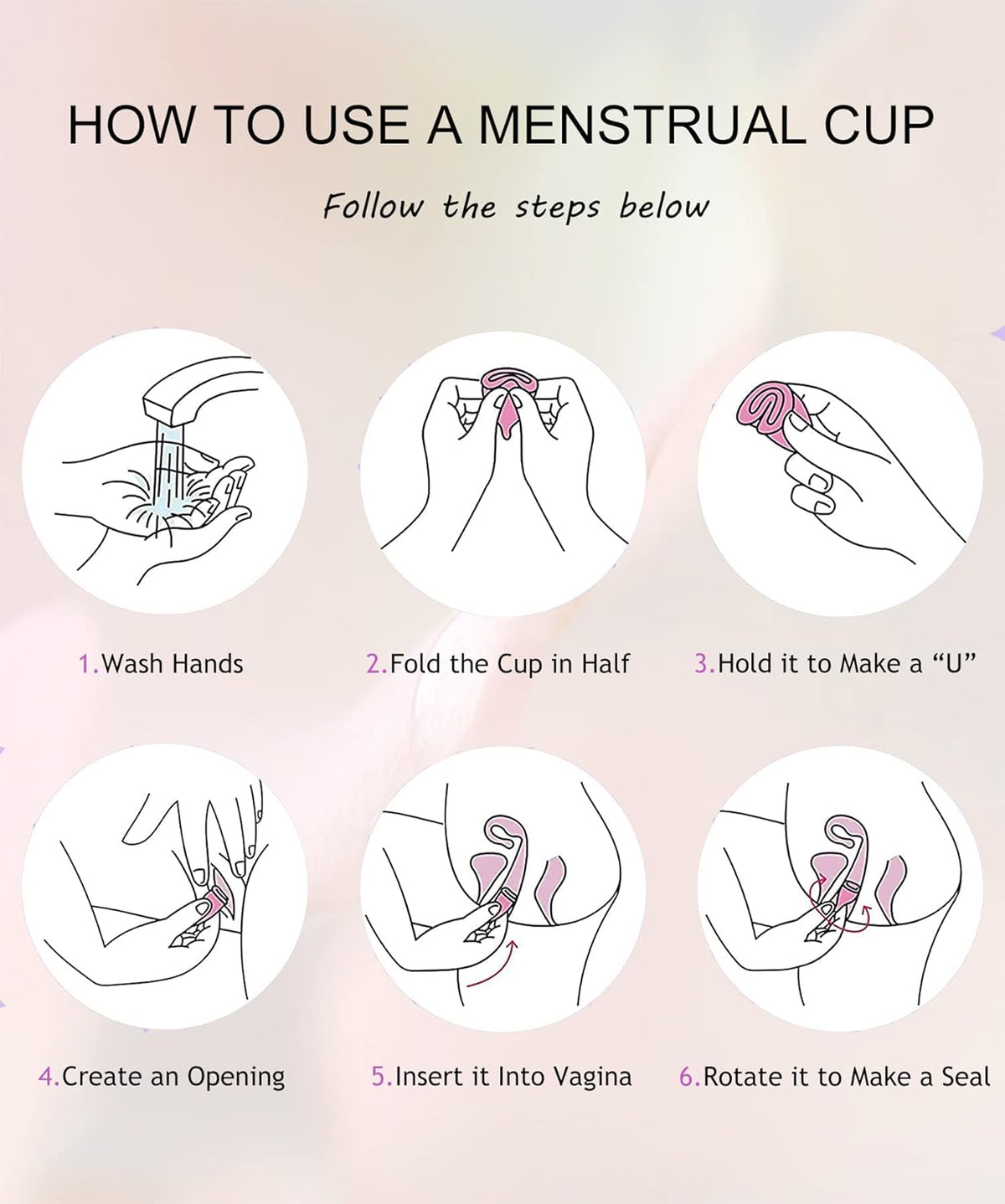 Menstrual Cups with Collapsible Storage Cup, Leak-Proof Design with Medical Grade Silicone Period Cups Reusable, Tampon and Pad Alternative,for Light Flow and Heavy Flow Large+Small