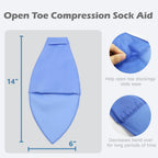 Open Toe Compression Sock Aid for Easy Slide - Slip Stocking Applicator to Help Assist Put On for Elderly, Disabled, Pregnant, 2 Pcs (Blue)