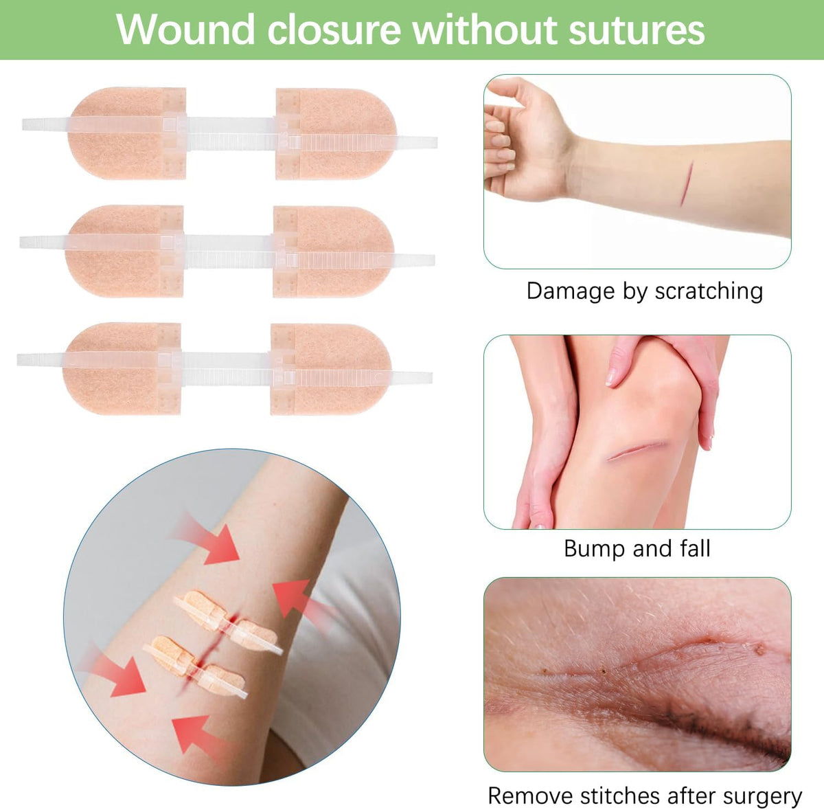 6 Pieces Wound Closure Strips, Adhesive Suture Dots, Wound Care, Wound Care Adhesive Bandage, First Aid Bandage, Home and Outdoor Products