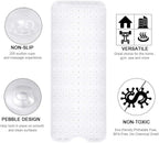 YINENN Bath and Shower Safety Mats 40x16 inch, Non Slip with Suction Cups for Bathroom Stall and Tub Floor, Extra Large and Machine Washable, Drain Holes Keep Bathtub Clean, Clear