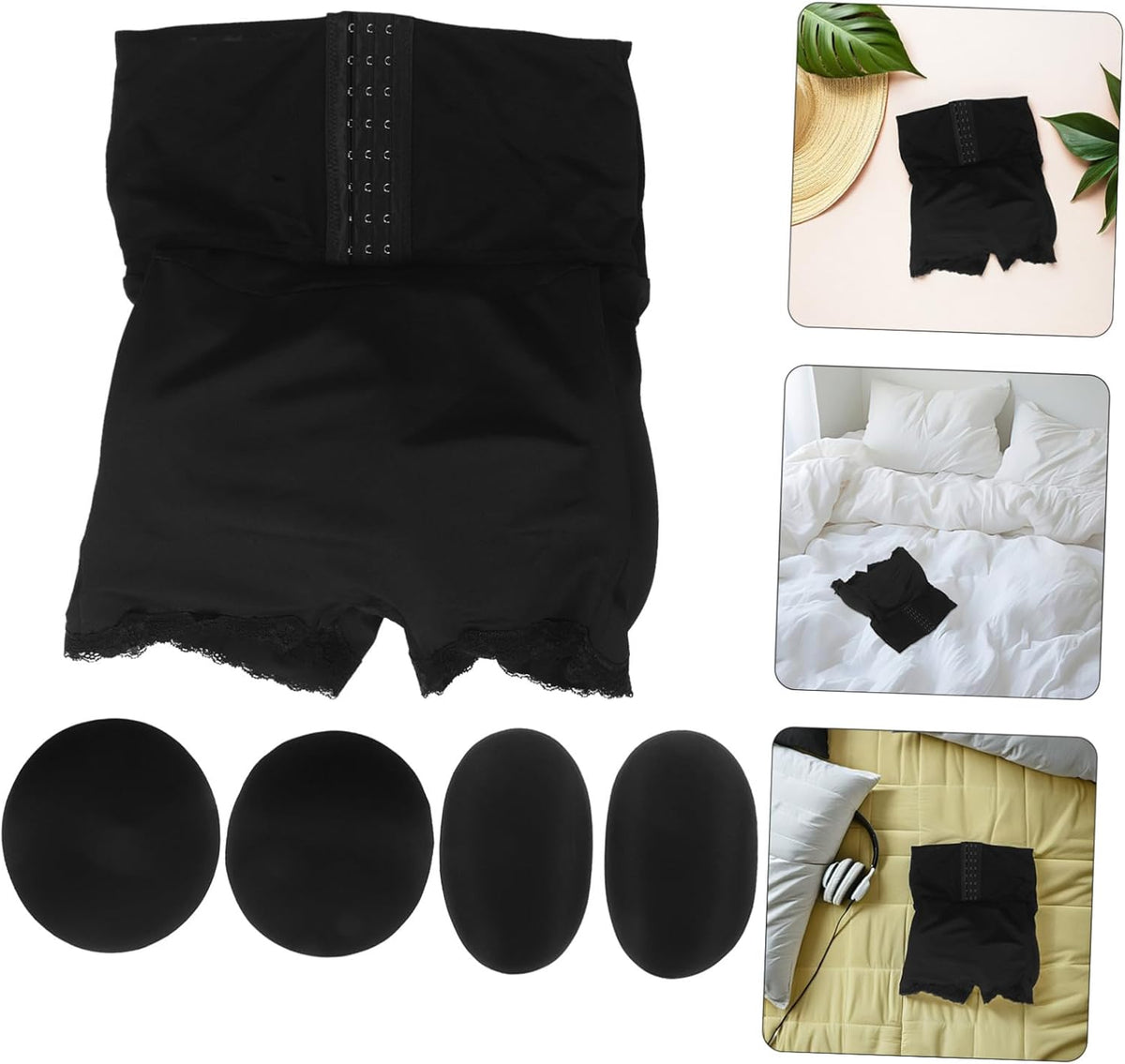 PLAFOPE Postpartum Tummy Control Shorts for Women High Waisted Compression Knickers with Adjustable Button Belly Binder and Butt Lifting Design for Hip Support Black