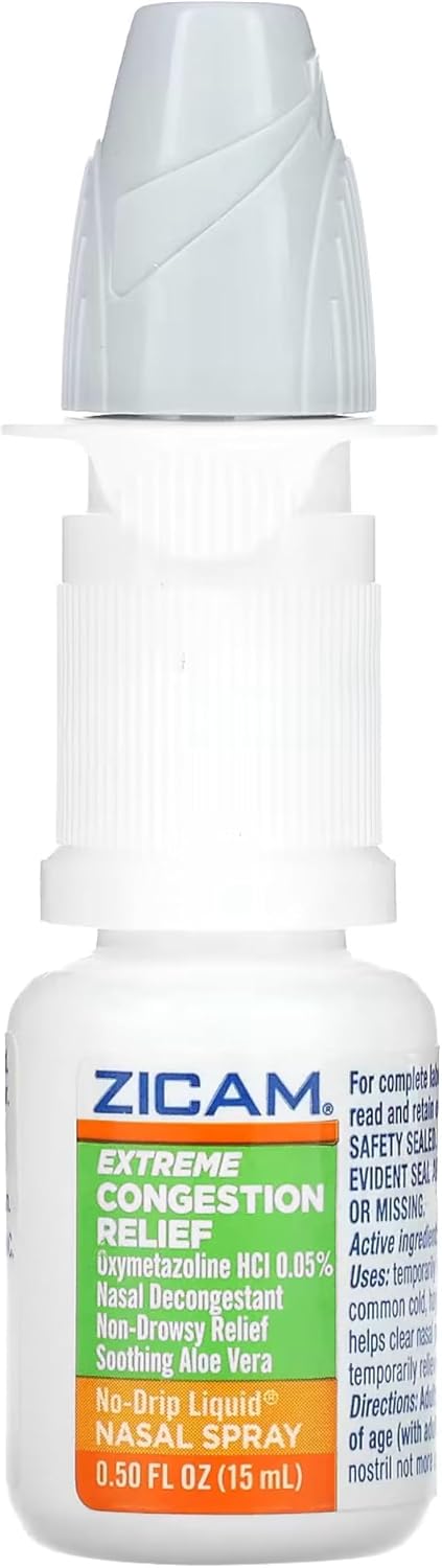 Zicam Extreme Congestion Relief Nasal Spray, Aloe Vera, 0.50 Fl Oz | 12 Hour Relief, Sinus Pressure Relief, Cold and Allergy Relief, Fast Acting Nasal Spray