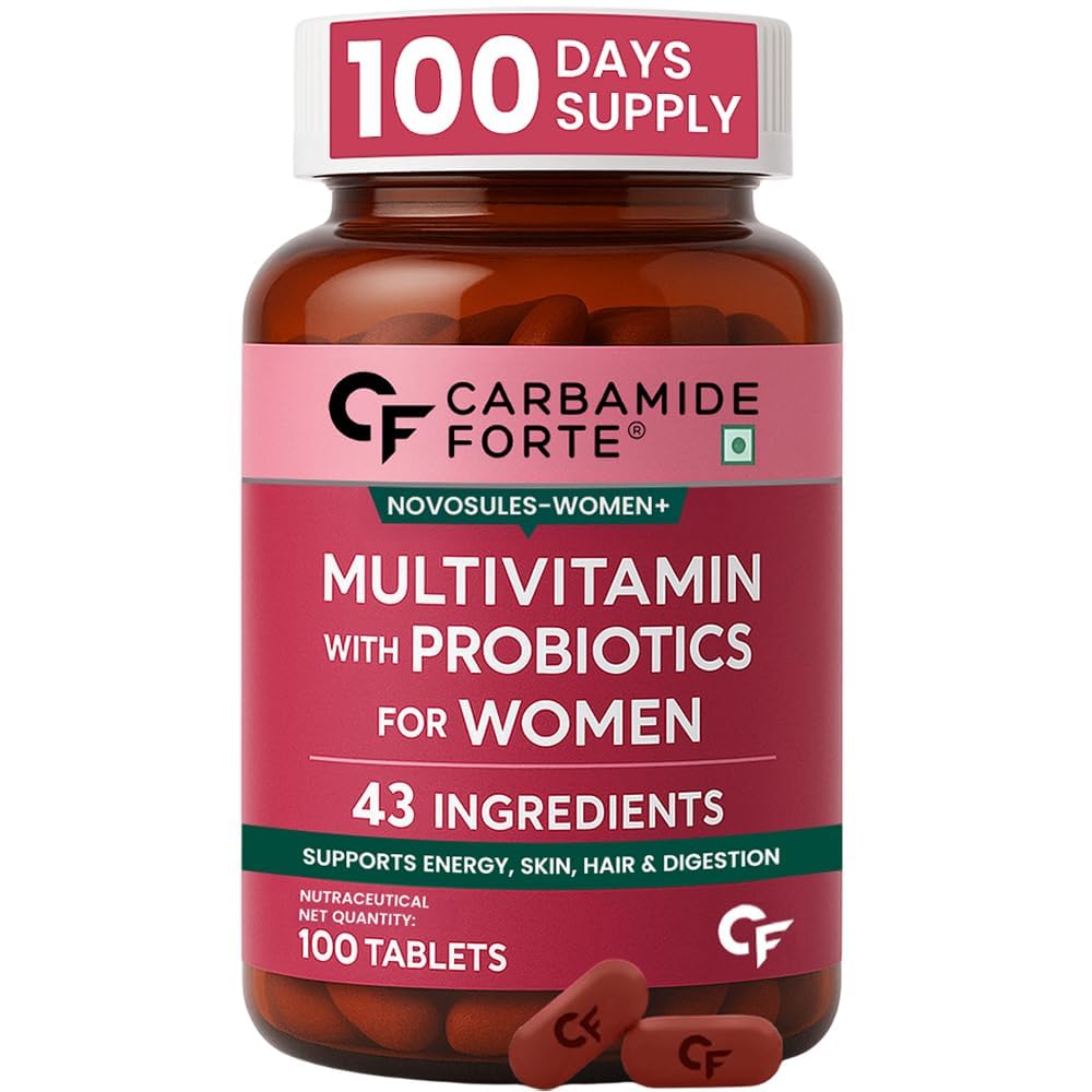 Carbamide Forte Multivitamin Tablets for Women | Multi Vitamin Supplement for Women With Probiotics | Multivitamin Tablet for Women With 43 Ingredients To Support Energy & Health - 100 Tablets